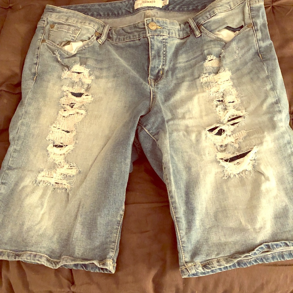 Plus Size Distressed Denim Jean Shorts